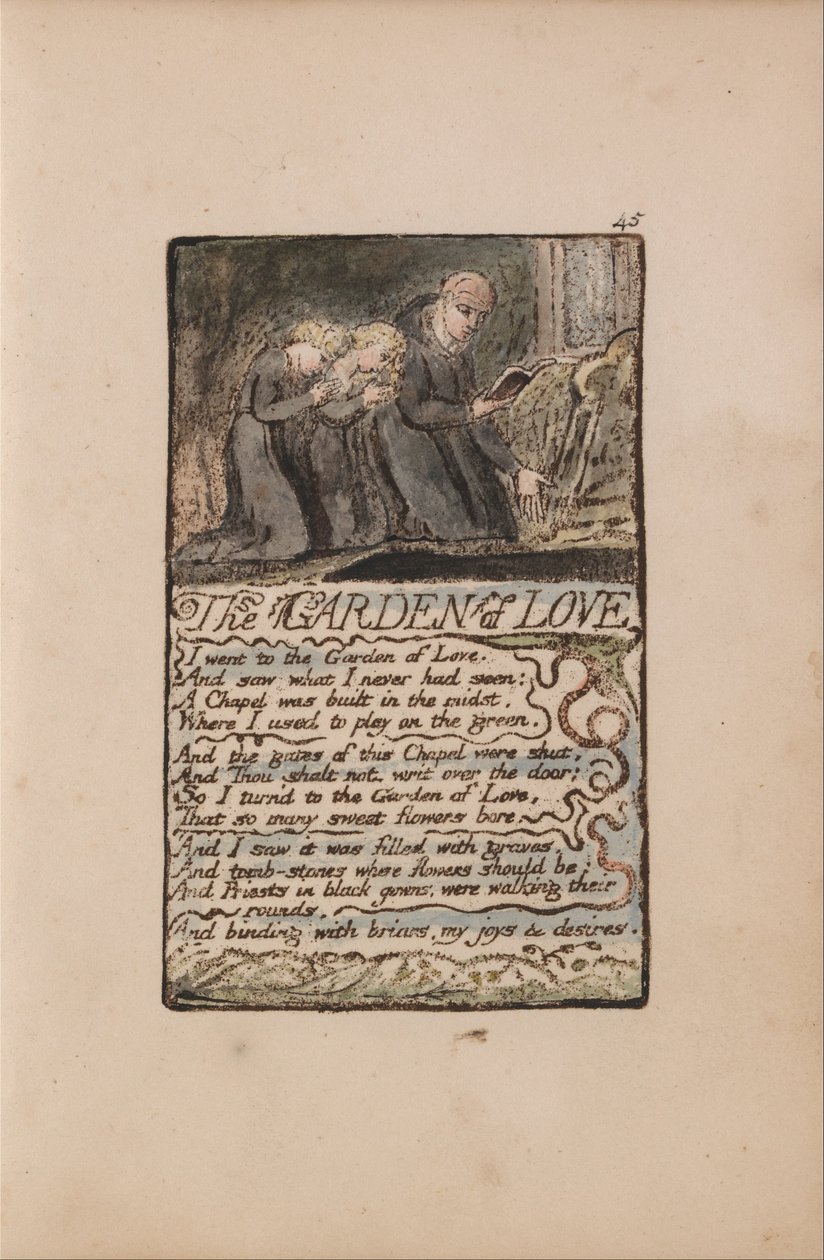 Canções de inocência e experiência, ilustração 45, O jardim do amor (Bentley 44) de William Blake