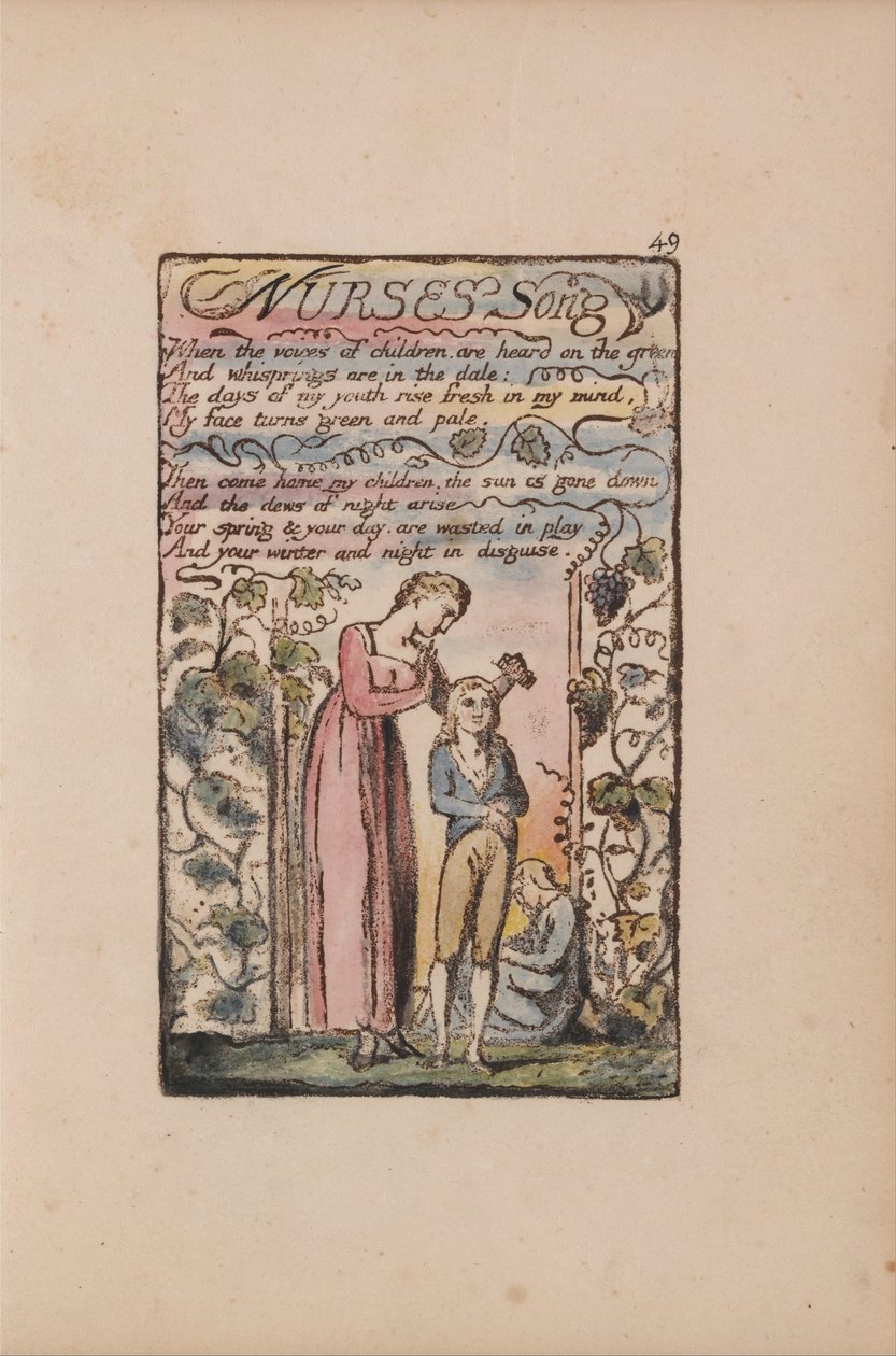Canções de inocência e experiência, ilustração 49, Canção das enfermeiras (Bentley 38) de William Blake