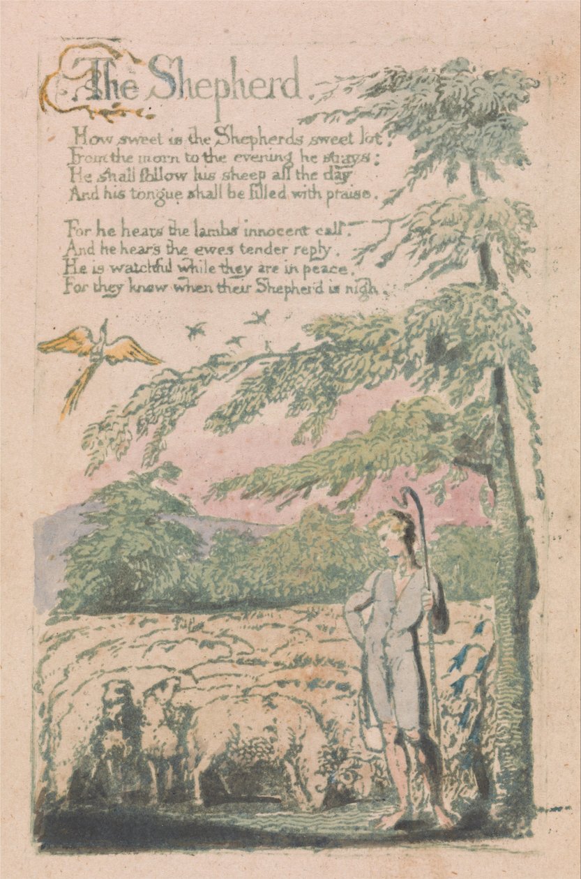Canções de inocência e experiência, ilustração 4, O pastor (Bentley 5) de William Blake