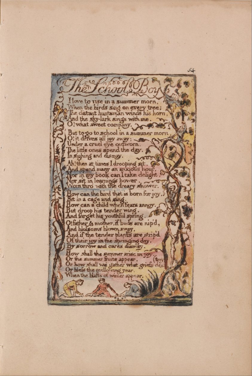 Canções de inocência e experiência, ilustração 54, The School Boy (Bentley 53) de William Blake