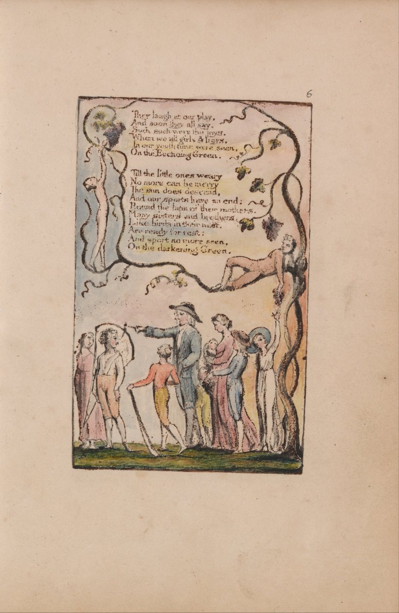 Canções de inocência e experiência, ilustração 6, The Ecchoing Green (Bentley 7) de William Blake