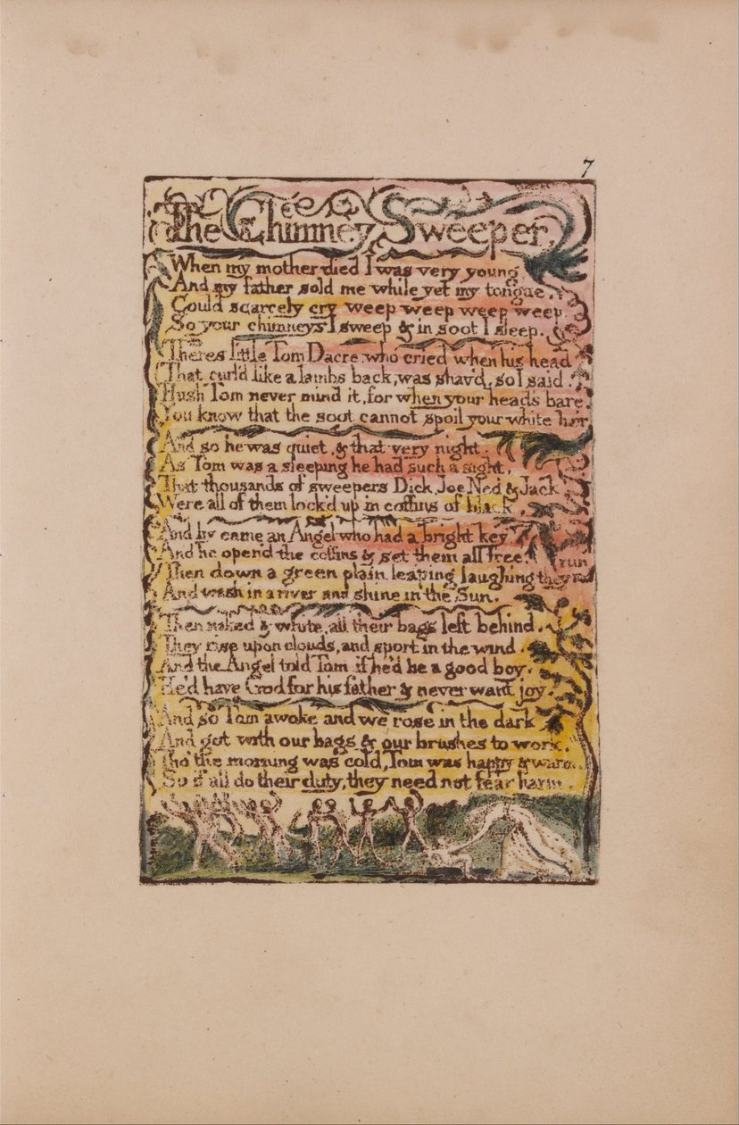 Canções de inocência e experiência, ilustração 7, O varredor de chaminés (Bentley 12) de William Blake