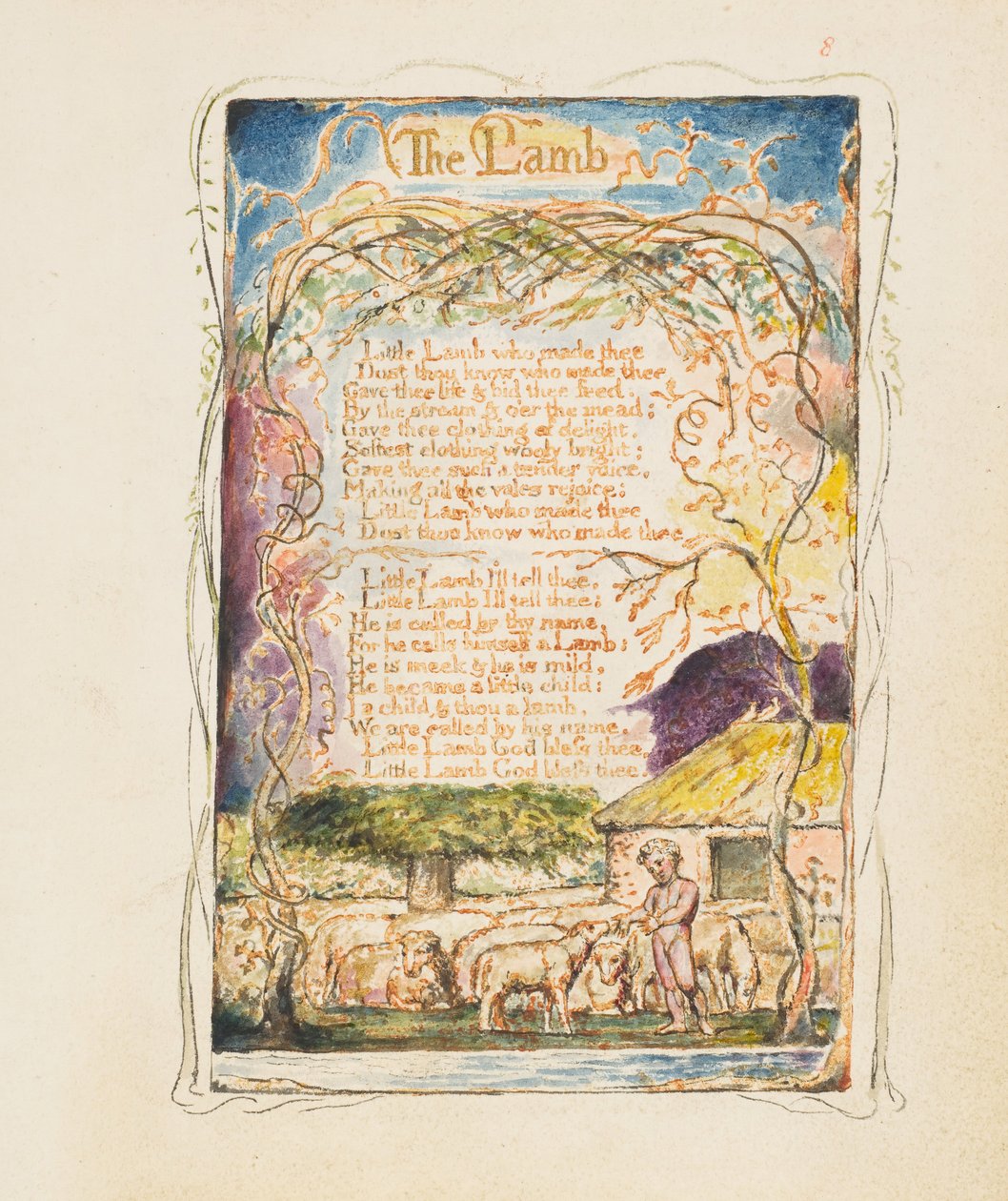 Canções de Inocência e de Experiência: The Lamb, ca. 1825. de William Blake