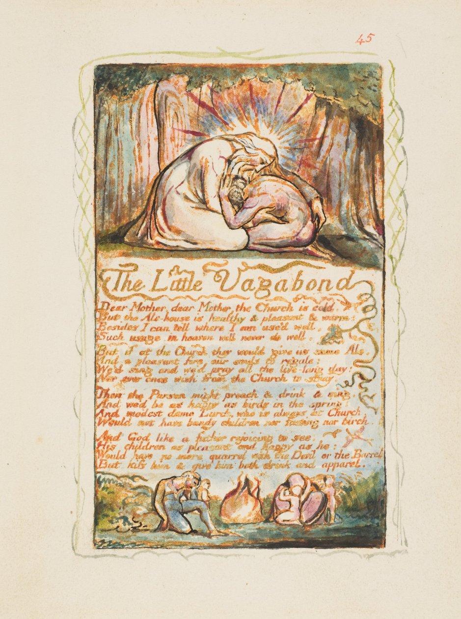 Canções da inocência e da experiência: The Little Vagabond, ca. 1825 de William Blake
