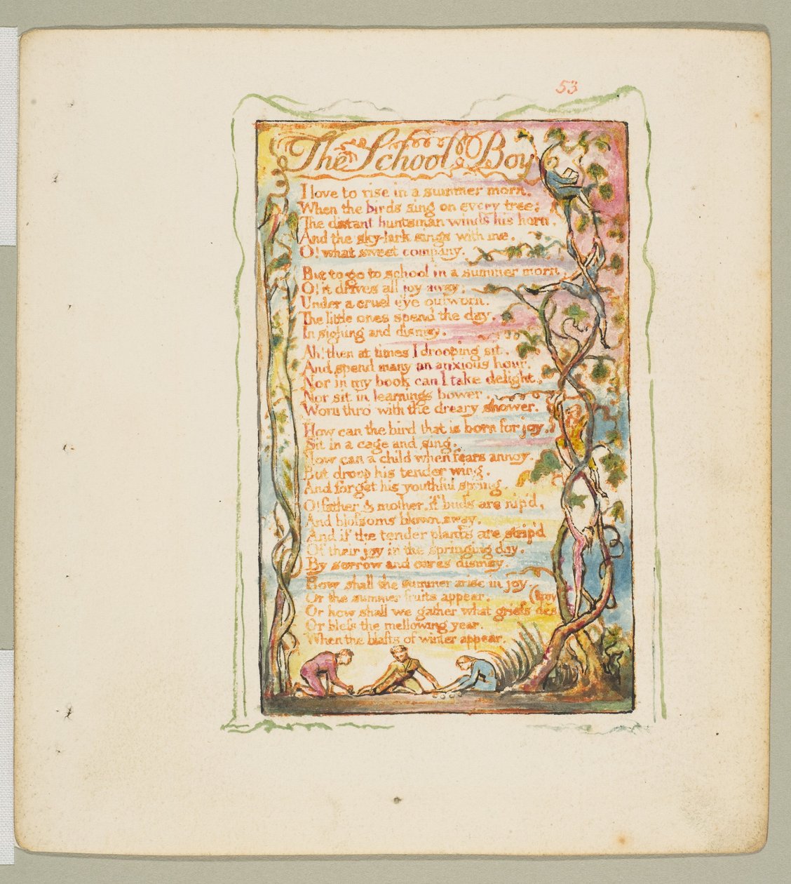 Canções de Inocência e de Experiência: The School Boy, ca. 1825. de William Blake