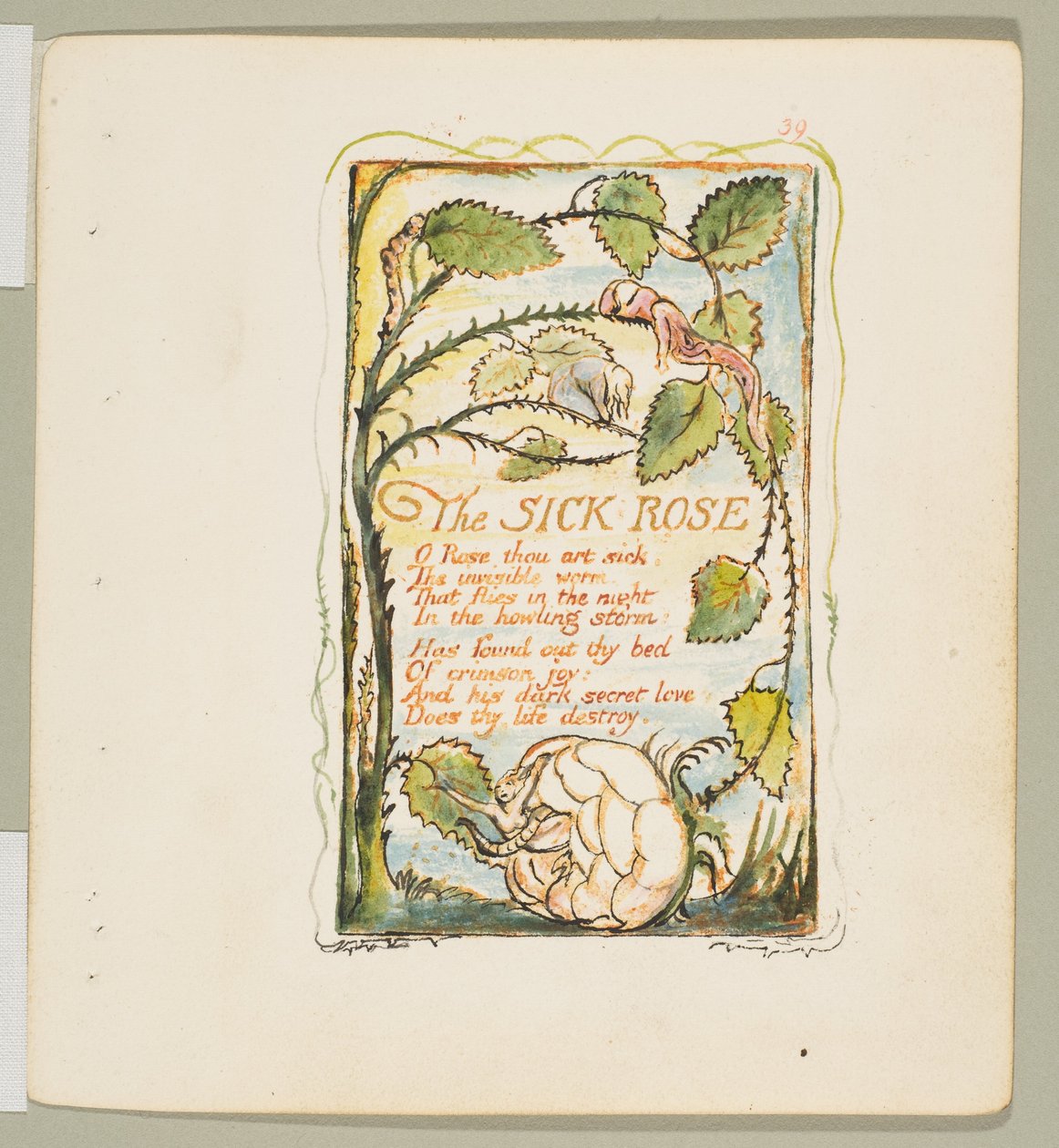 Canções de Inocência e de Experiência: The Sick Rose, ca. 1825. de William Blake