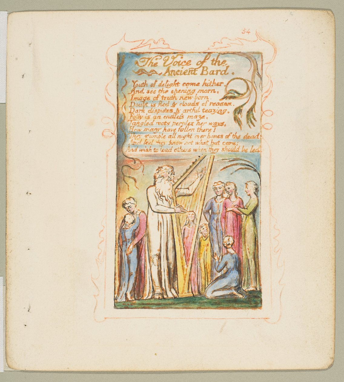 Canções de Inocência e de Experiência: A Voz do Bardo Antigo, ca. 1825. de William Blake