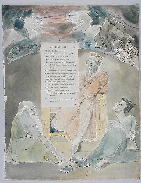 O Bardo, desenho 61 de &39;Os Poemas de Thomas Gray&39; de William Blake