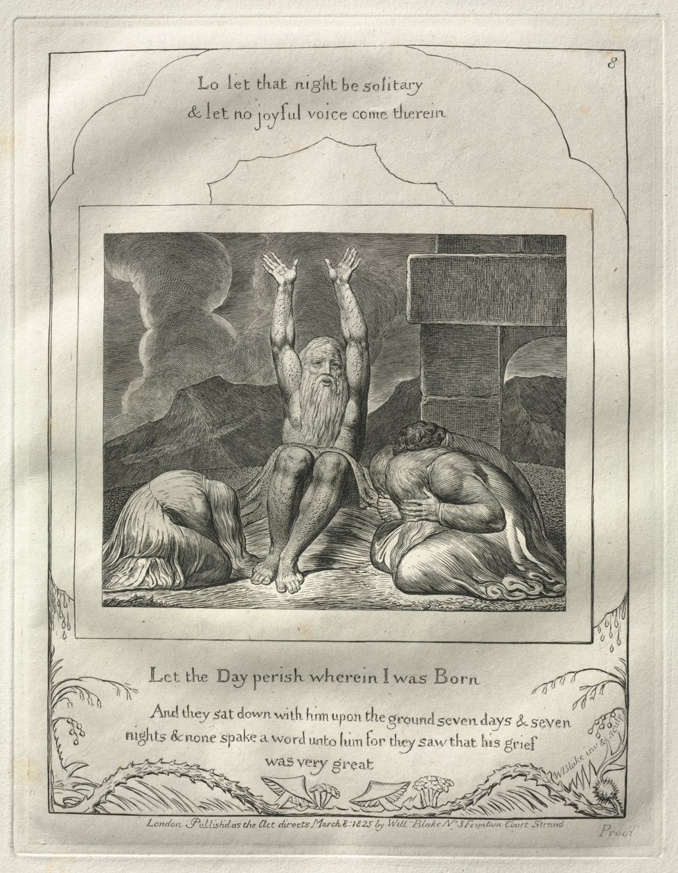 O Livro de Jó: No. 8, que o dia pereça em que nasci, 1825. de William Blake