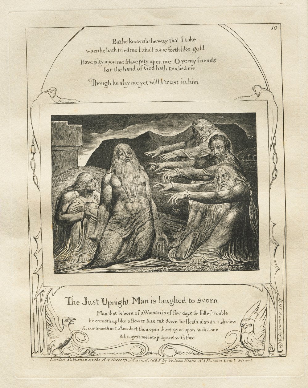 O Livro de Jó: Pl. 10, O homem justo está rindo de desprezo, 1825. de William Blake