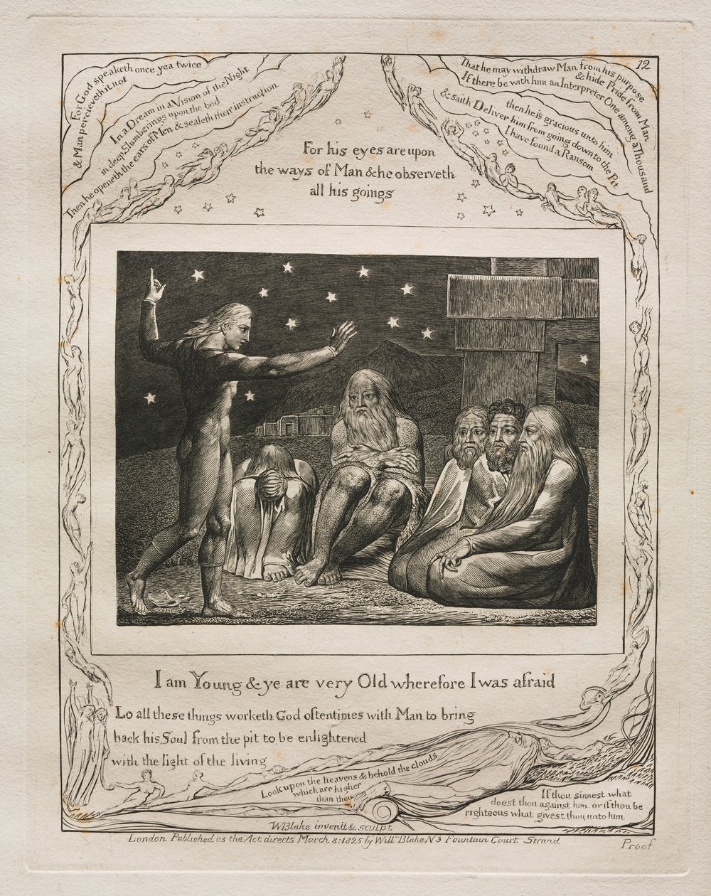 O Livro de Jó: Pl. 12, eu sou jovem e você é muito velho, pelo que tive medo, 1825. de William Blake