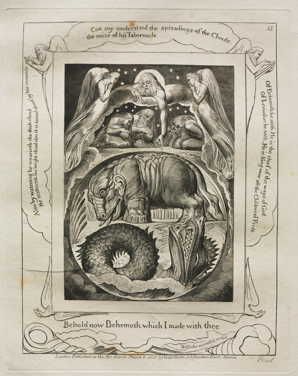 O Livro de Jó: Pl. 15, Eis agora Behemoth que fiz contigo de William Blake