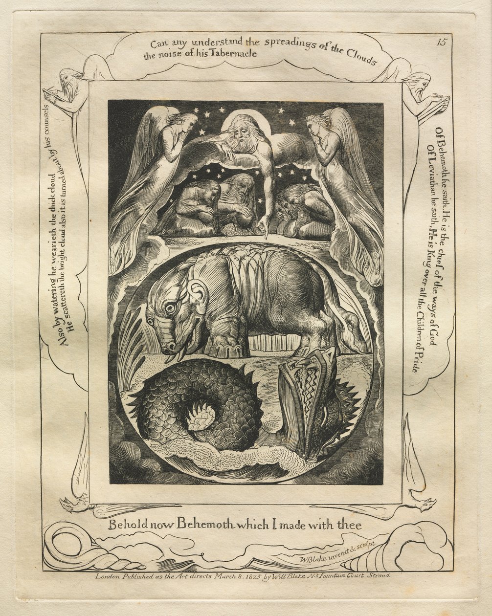 O Livro de Jó: Pl. 15, Eis agora Behemoth que fiz contigo de William Blake