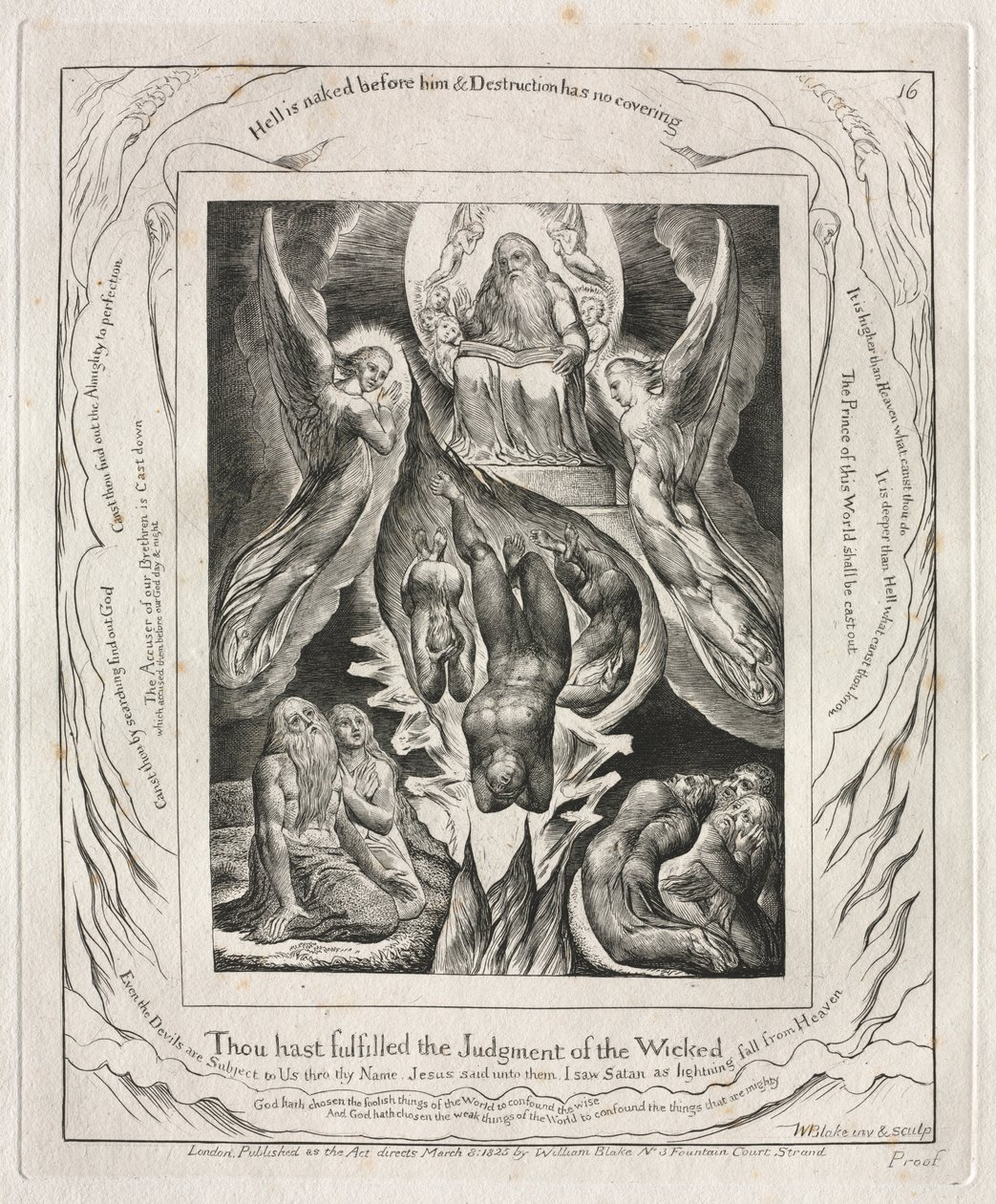 O Livro de Jó: Pl. 16, cumpriste o julgamento dos ímpios, 1825. de William Blake