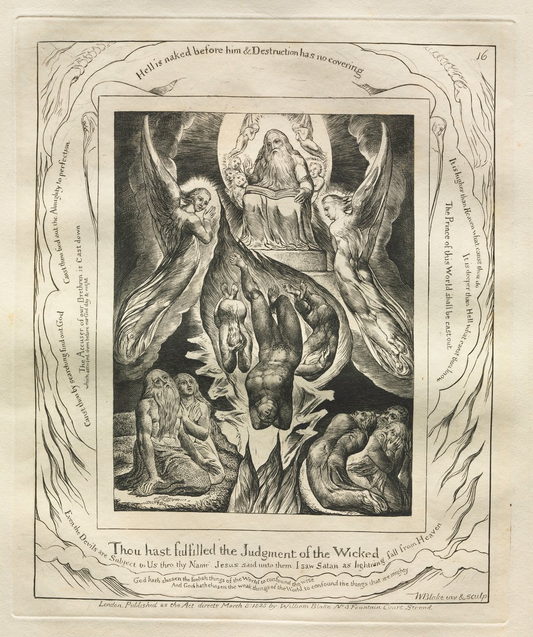 O Livro de Jó: Pl. 16, cumpriste o julgamento dos ímpios, 1825. de William Blake