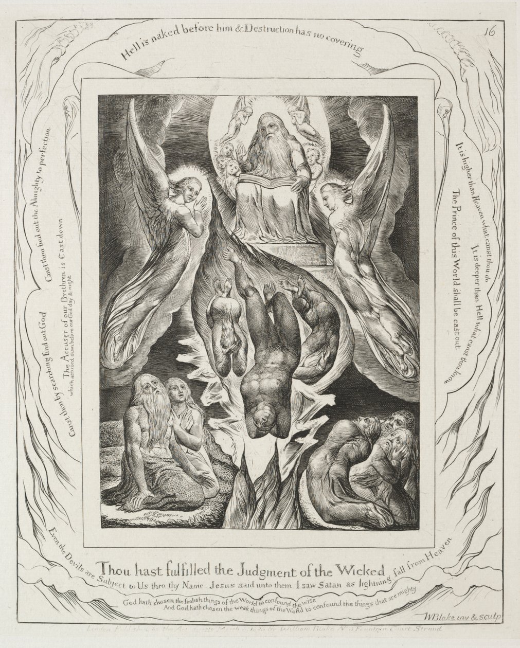 O Livro de Jó: Pl. 16, Tu cumpriste o juízo dos ímpios de William Blake