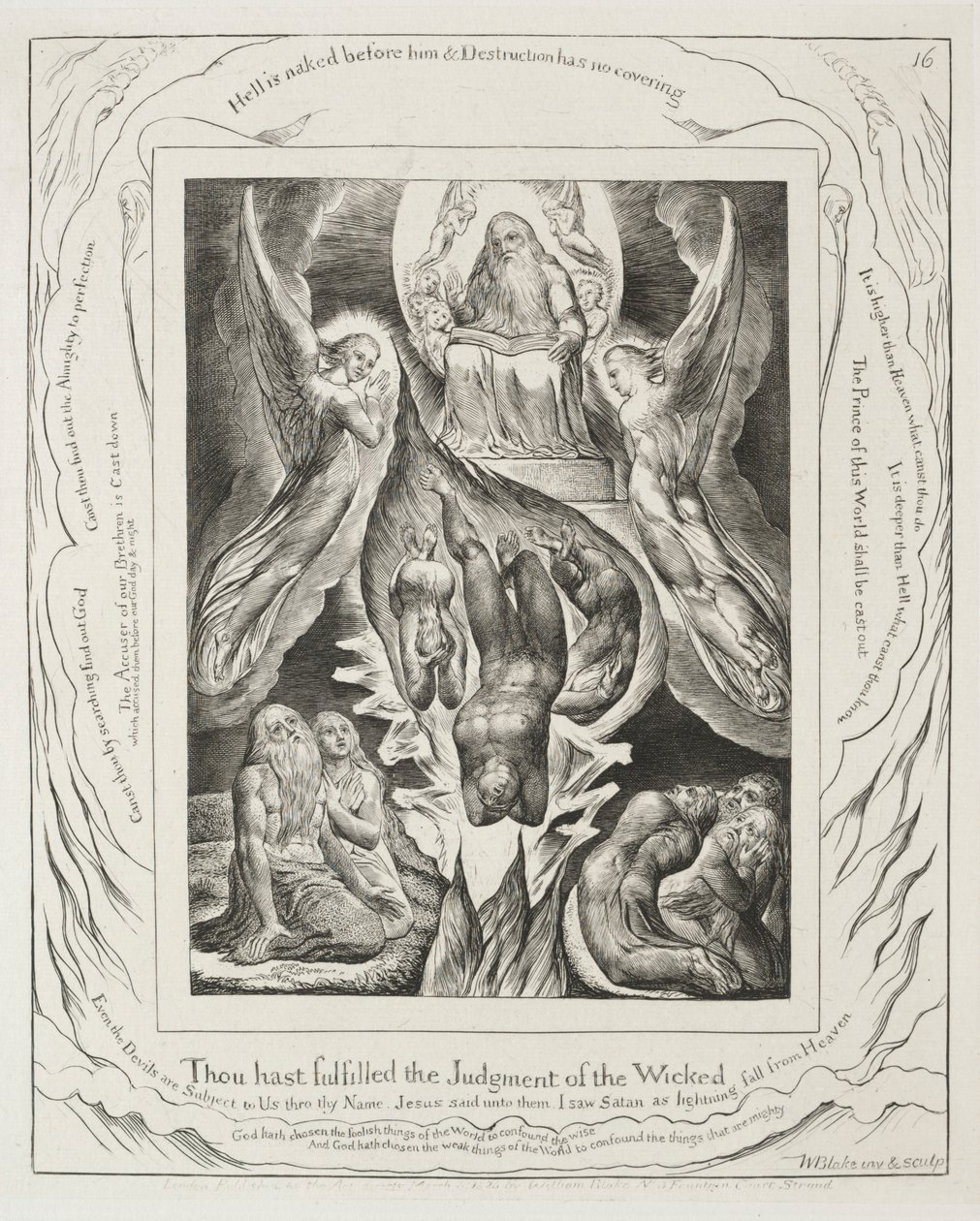 O Livro de Jó: Pl. 16, cumpriste o julgamento dos ímpios, 1825. de William Blake