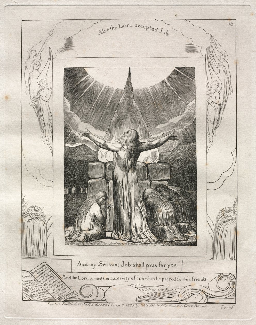 O Livro de Jó: Pl. 18, E meu servo Jó orará por você de William Blake