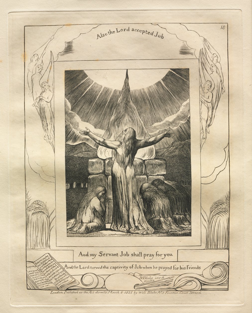 O Livro de Jó: Pl. 18, E meu servo Jó orará por você de William Blake