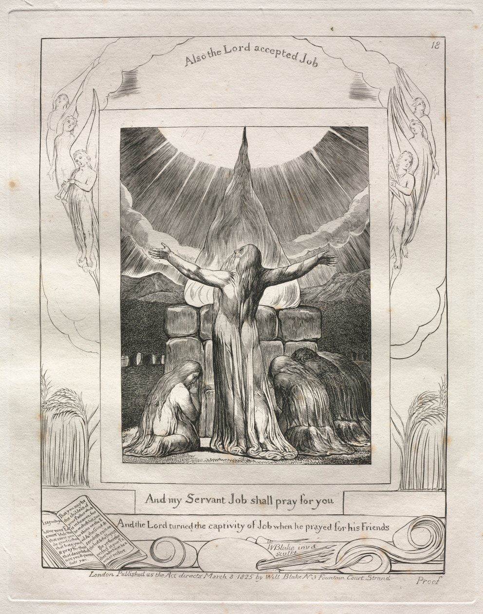 O Livro de Jó: Pl. 18, e meu servo Jó orará por você, 1825. de William Blake