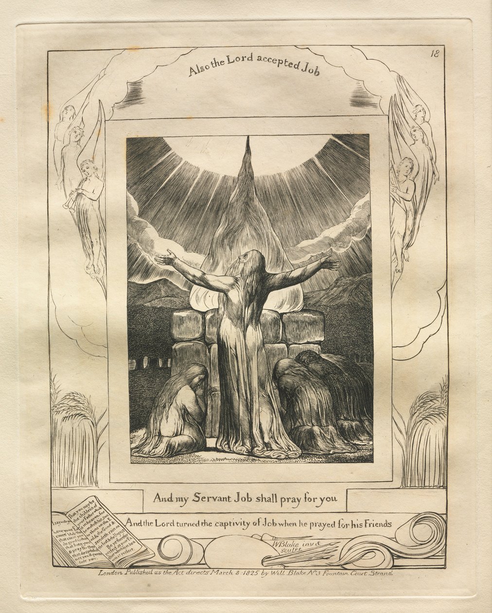 O Livro de Jó: Pl. 18, e meu servo Jó orará por você, 1825. de William Blake