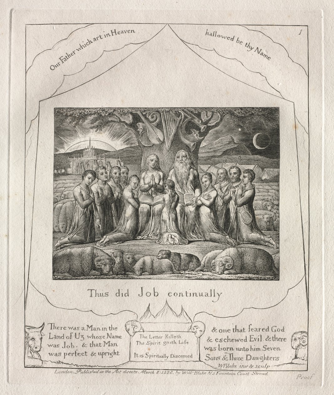 O Livro de Jó: Pl. 1, Assim fez Jó continuamente de William Blake
