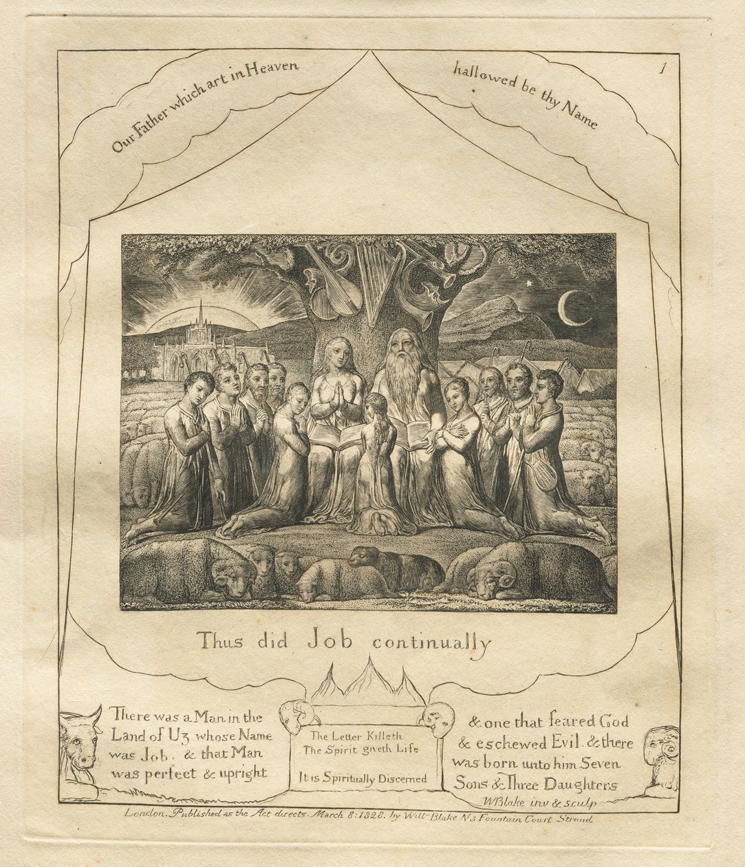 O Livro de Jó: Pl. 1, Assim fez Jó continuamente de William Blake