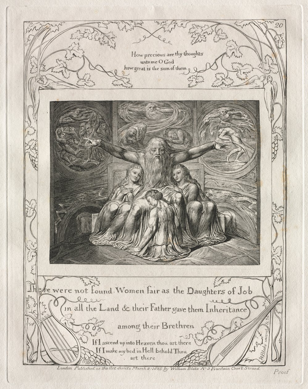 O Livro de Jó: Pl. 20, Não foram encontradas Mulheres justas como as Filhas de Jó / em toda a Terra de William Blake
