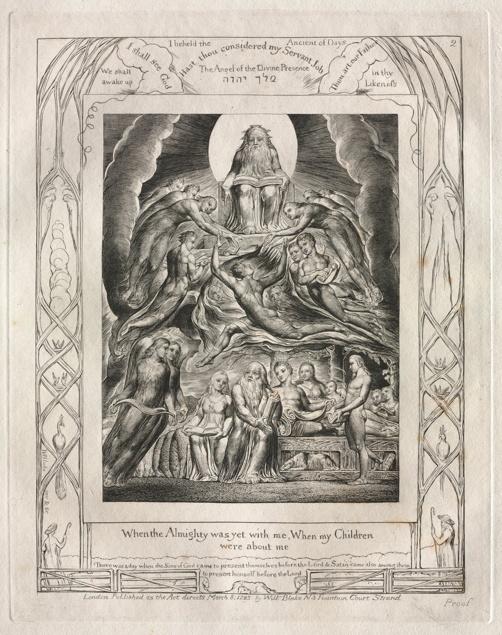 O Livro de Jó: Pl. 2, Quando o Todo-Poderoso ainda estava comigo, Quando meus filhos / estavam sobre mim de William Blake