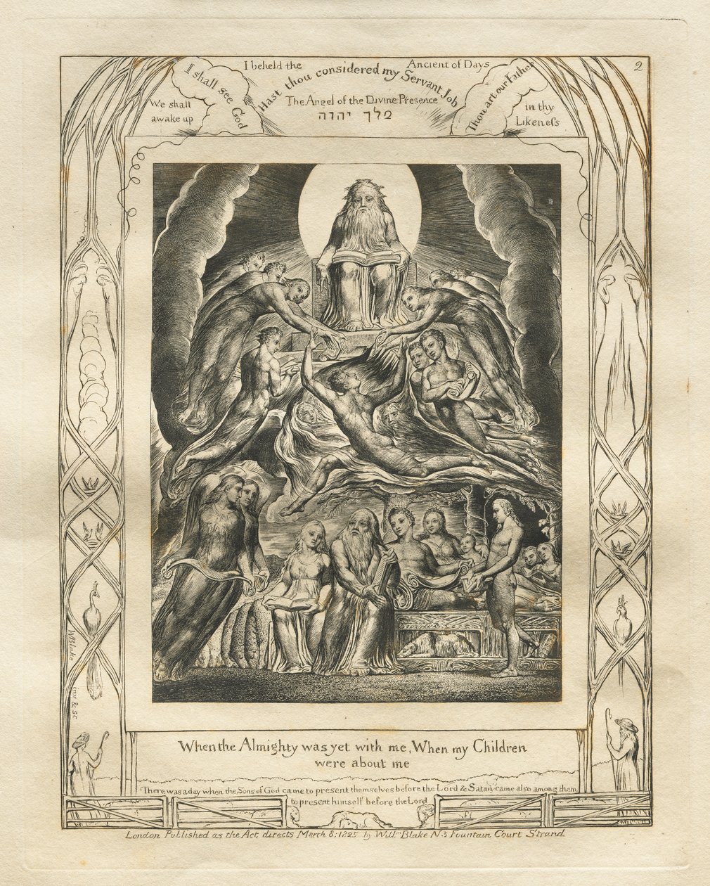 O Livro de Jó: Pl. 2, Quando o Todo-Poderoso ainda estava comigo, Quando meus filhos / estavam sobre mim de William Blake