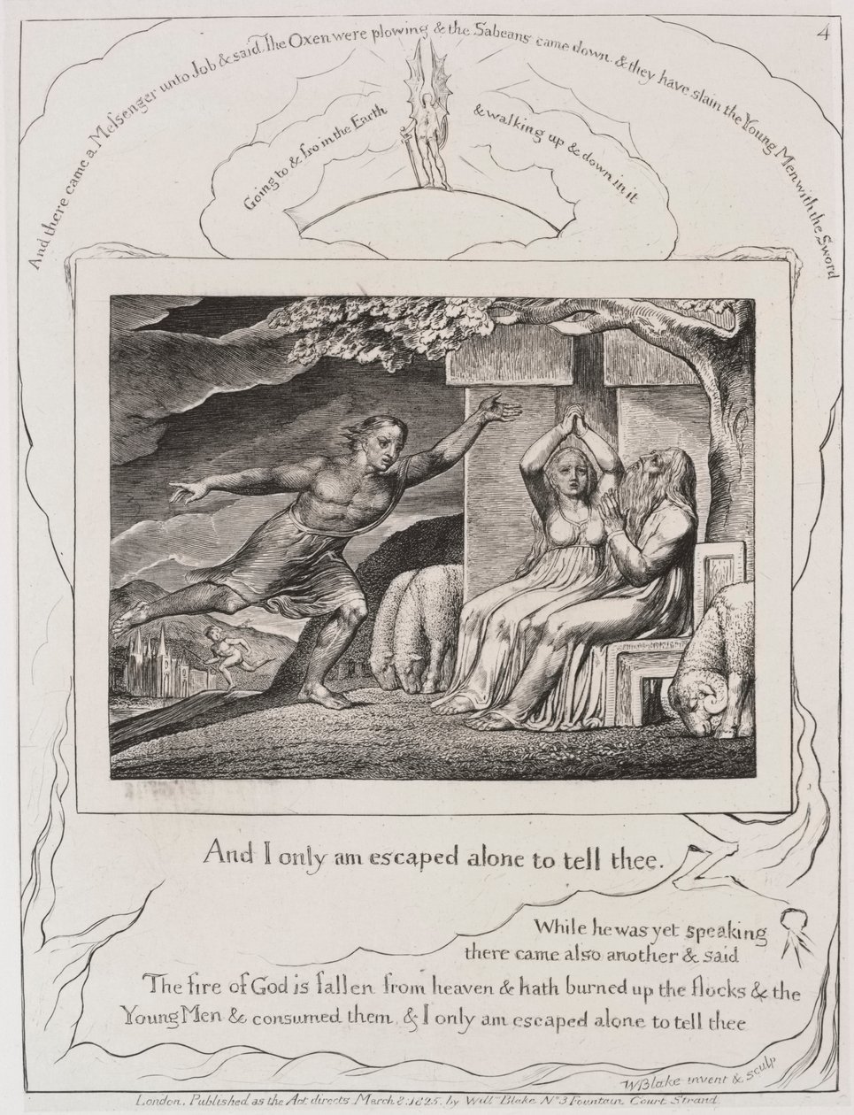 O Livro de Jó: Pl. 4, e eu só escapei sozinho para te dizer de William Blake