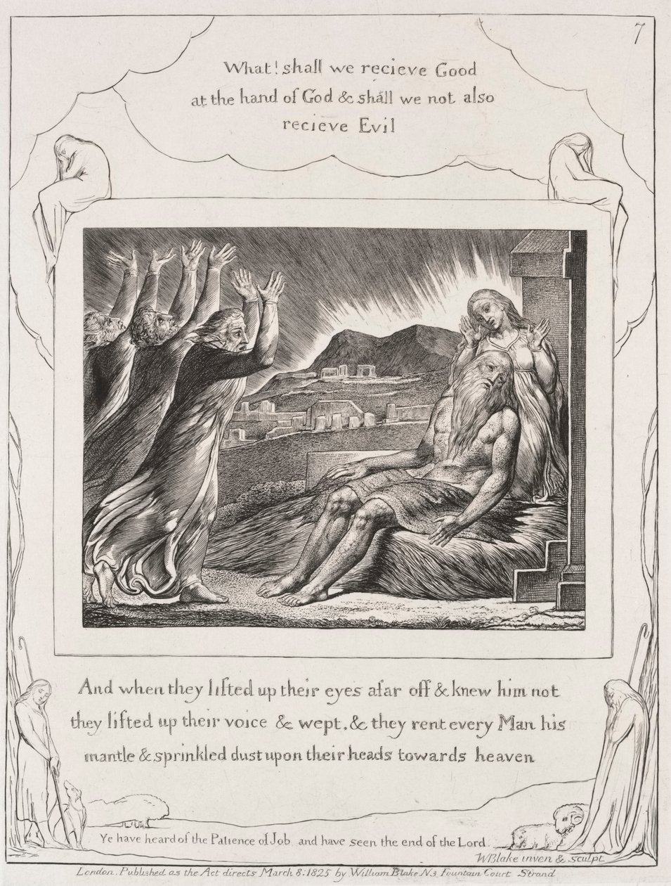 O Livro de Jó: Pl. 7, E, levantando os olhos de William Blake