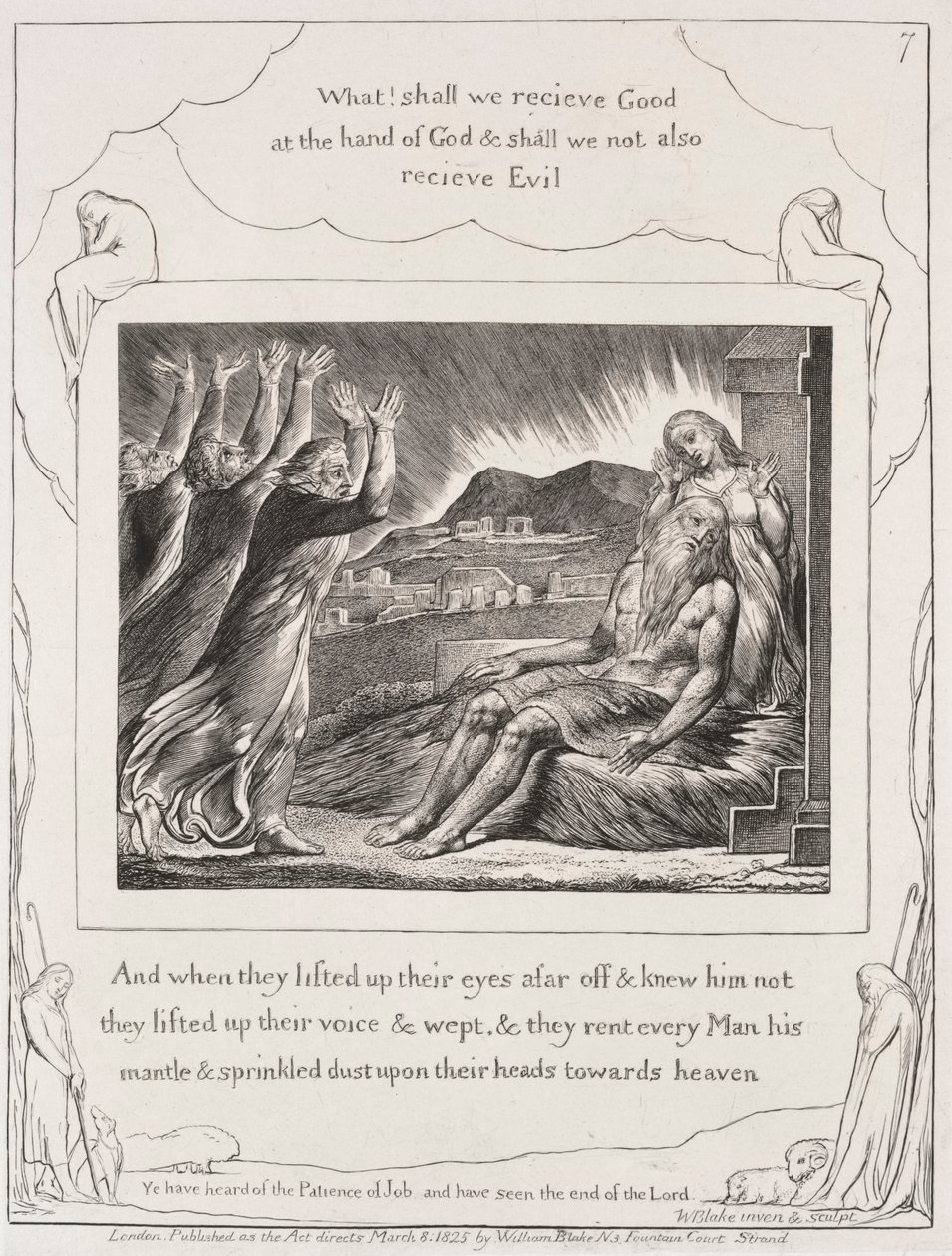 O Livro de Jó: Pl. 7 E, quando levantaram os olhos, 1825. de William Blake