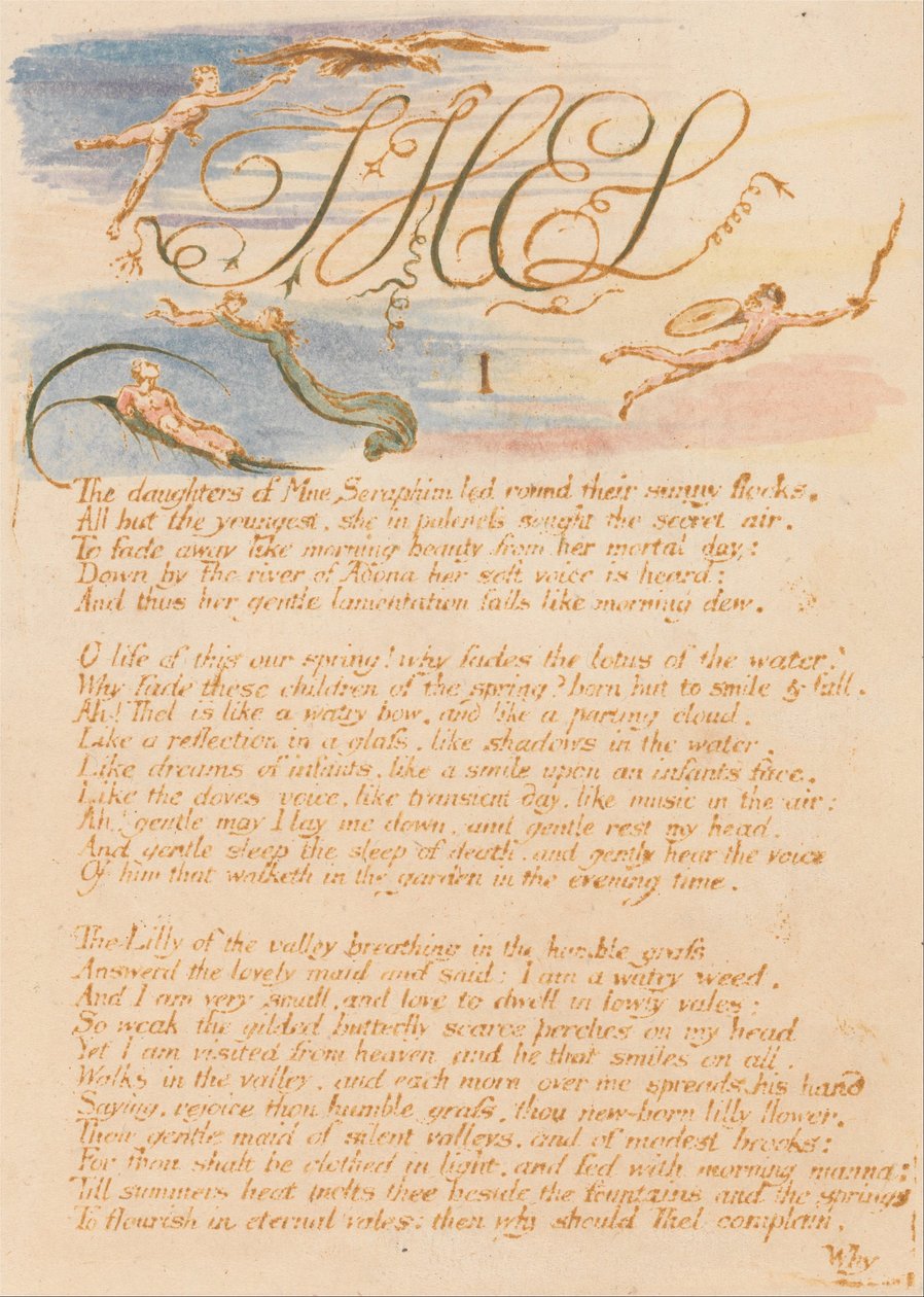 O Livro de Thel, Placa 3, Thel, I, As filhas de Mne Seraphim. . . . de William Blake