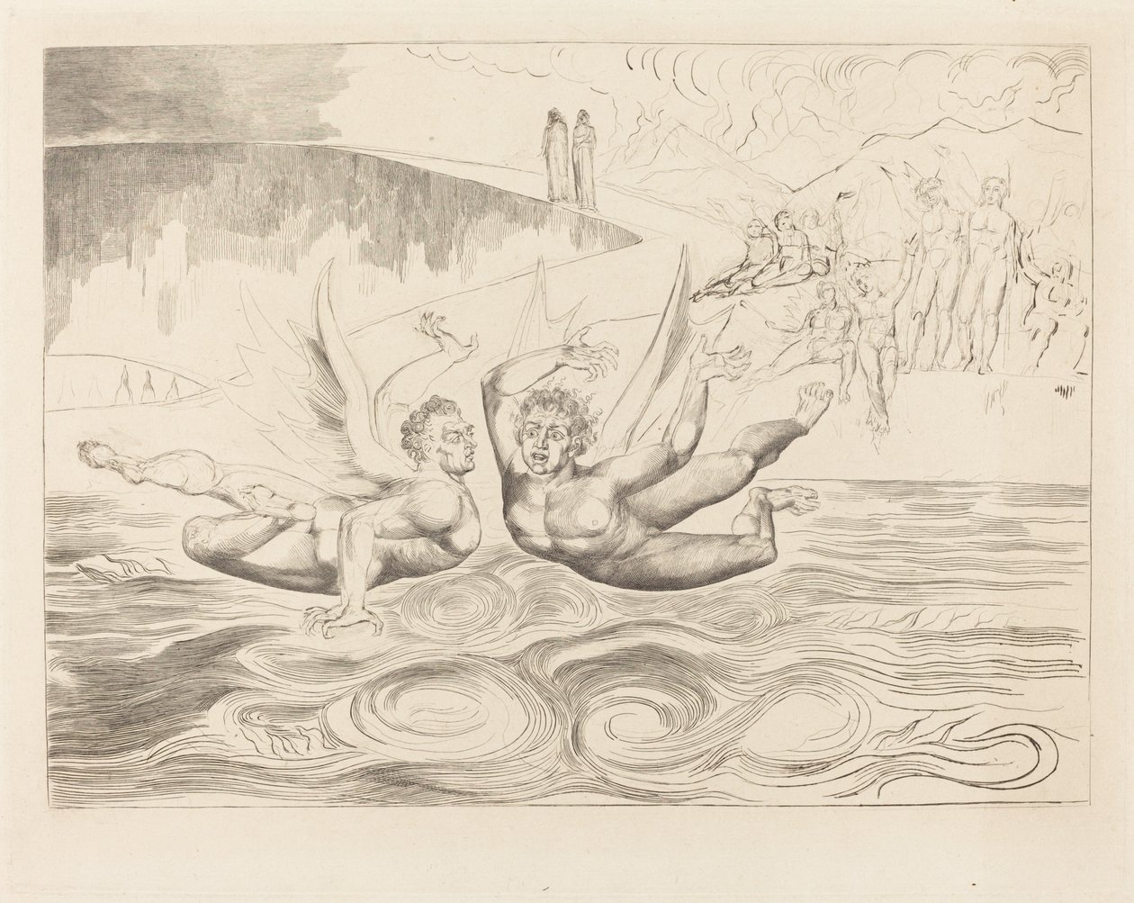 O Círculo dos Funcionários Corruptos; os demônios atacando uns aos outros de William Blake
