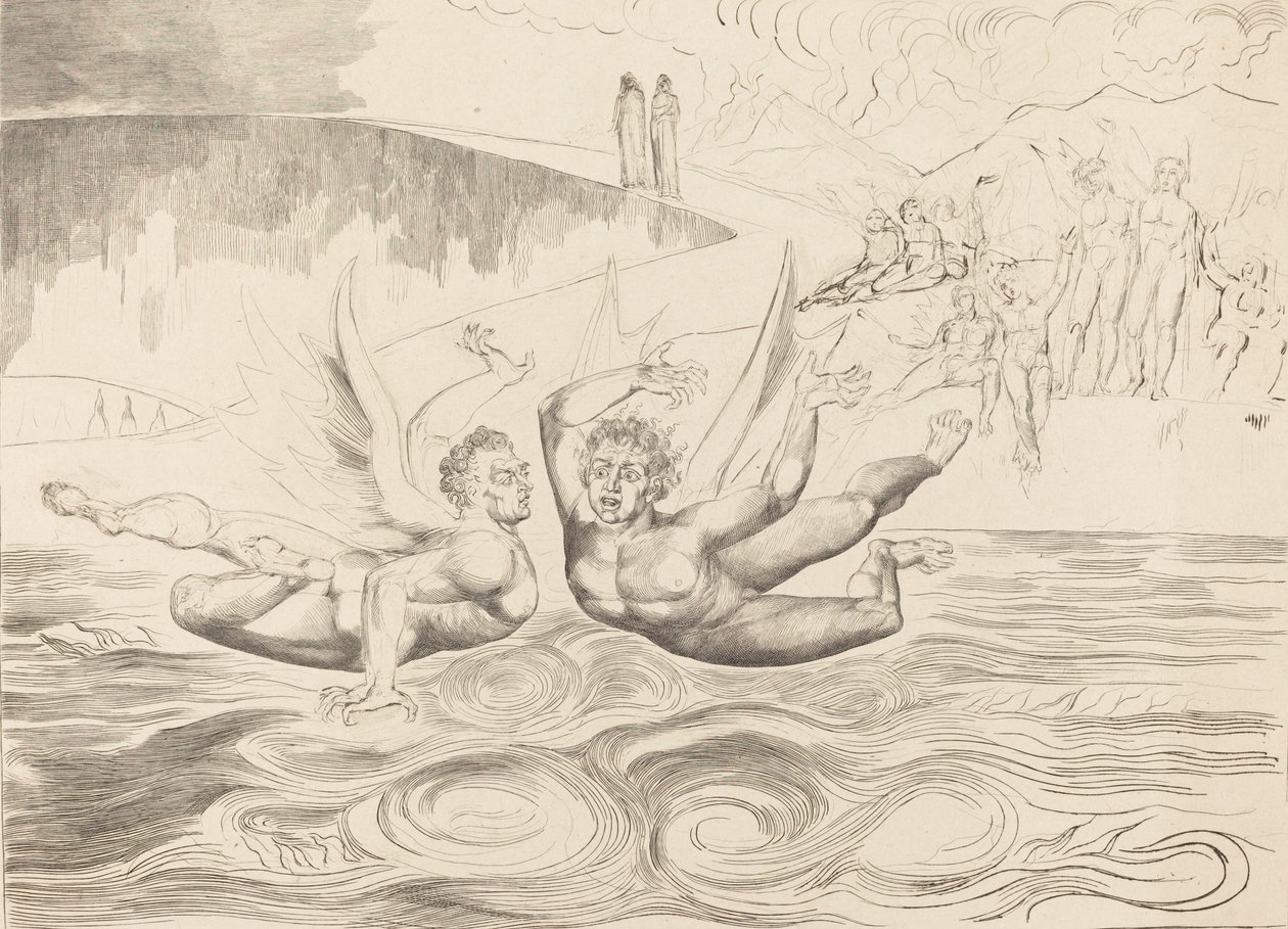 The Circle of the Corrupt Officials, the Devils Mauling Each Other, 1827. de William Blake