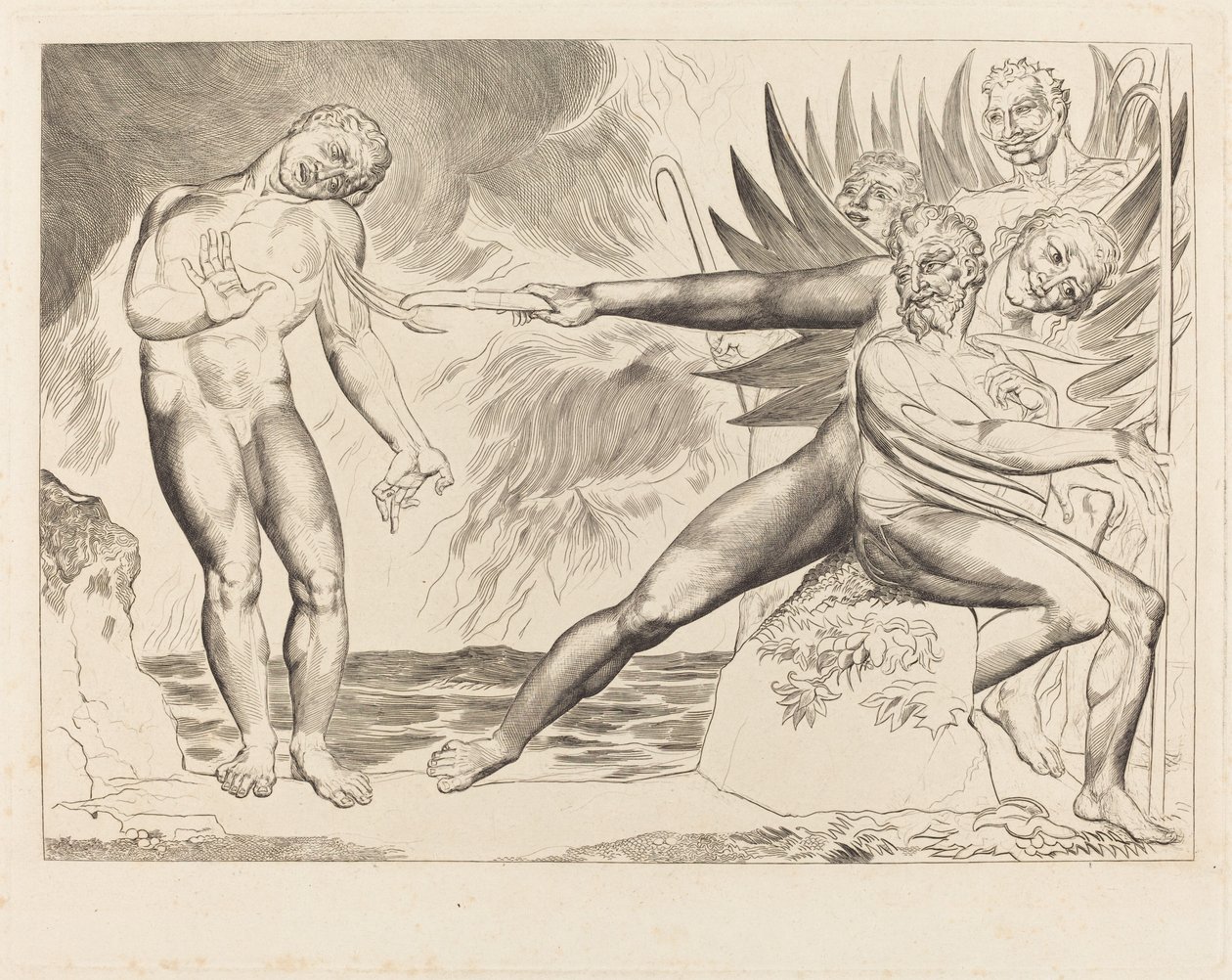 O Círculo dos Funcionários Corruptos; os demônios atormentando Ciampolo de William Blake
