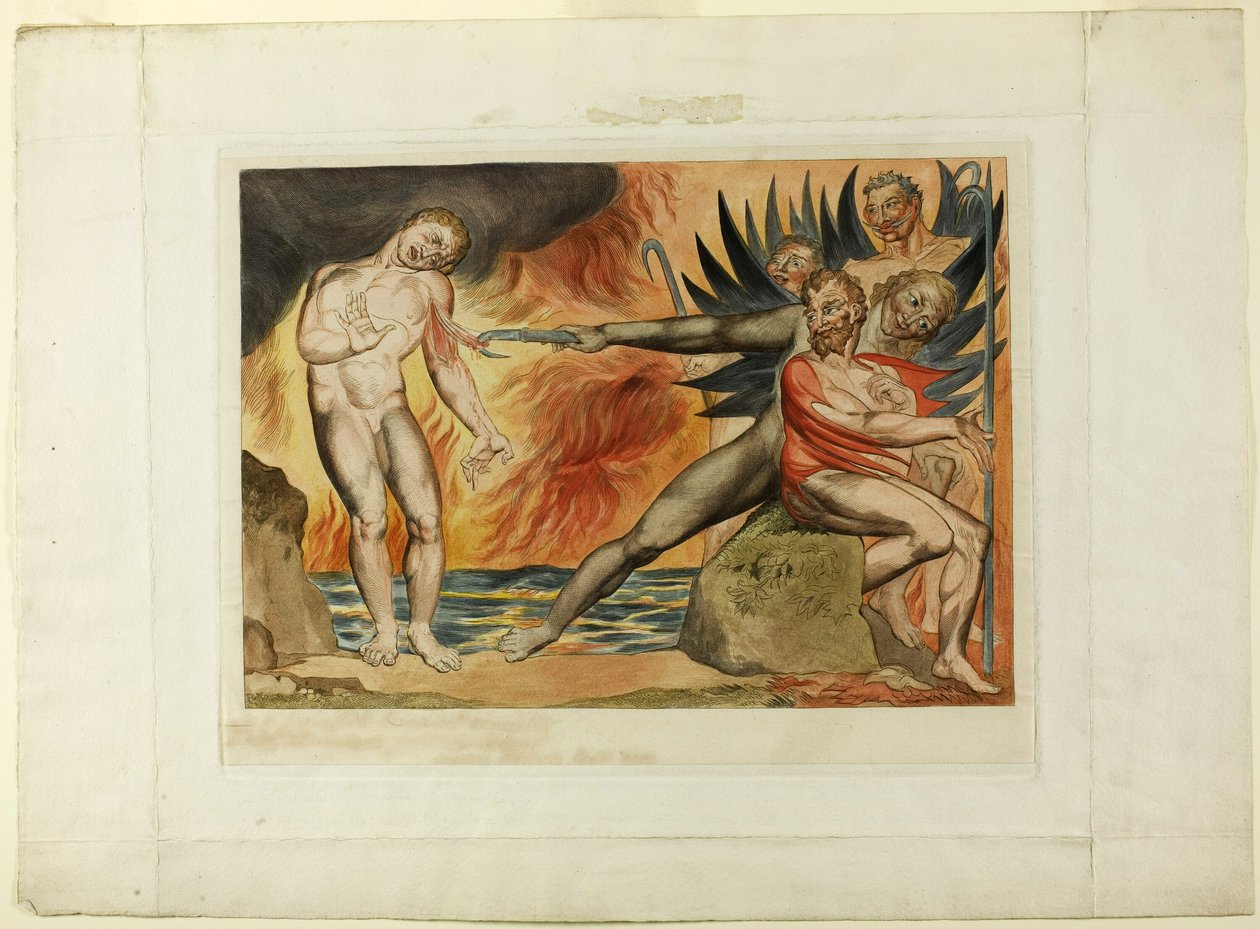 O Círculo dos Funcionários Corruptos; os Demônios Atormentando Ciampolo. Inferno, canto XXII de William Blake