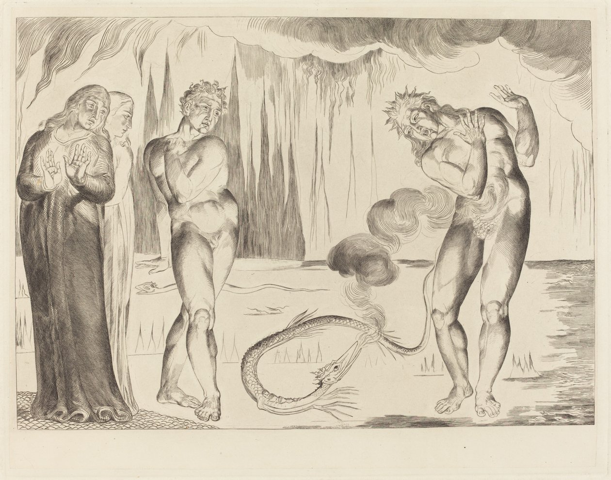 O Círculo dos Ladrões; Buoso Donati Atacado pela Serpente de William Blake