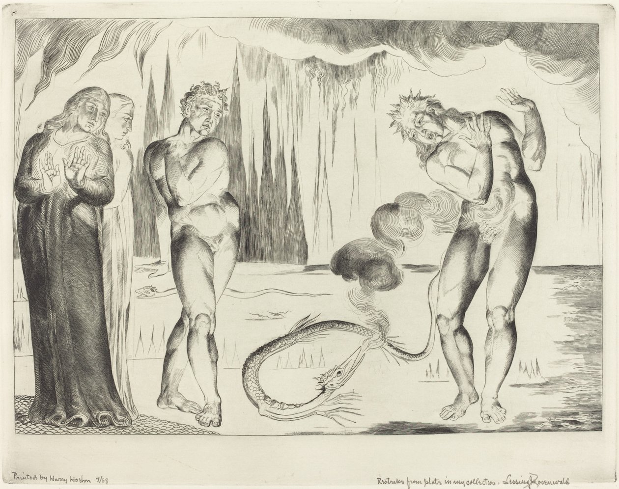 O Círculo dos Ladrões; Buoso Donati Atacado pela Serpente de William Blake