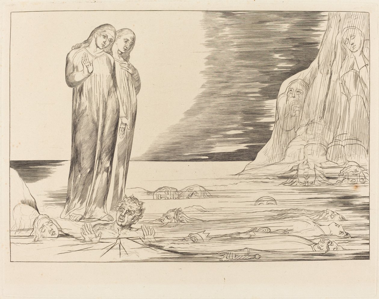 O Círculo dos Traidores; O pé de Dante batendo Bocca degli Abbate de William Blake