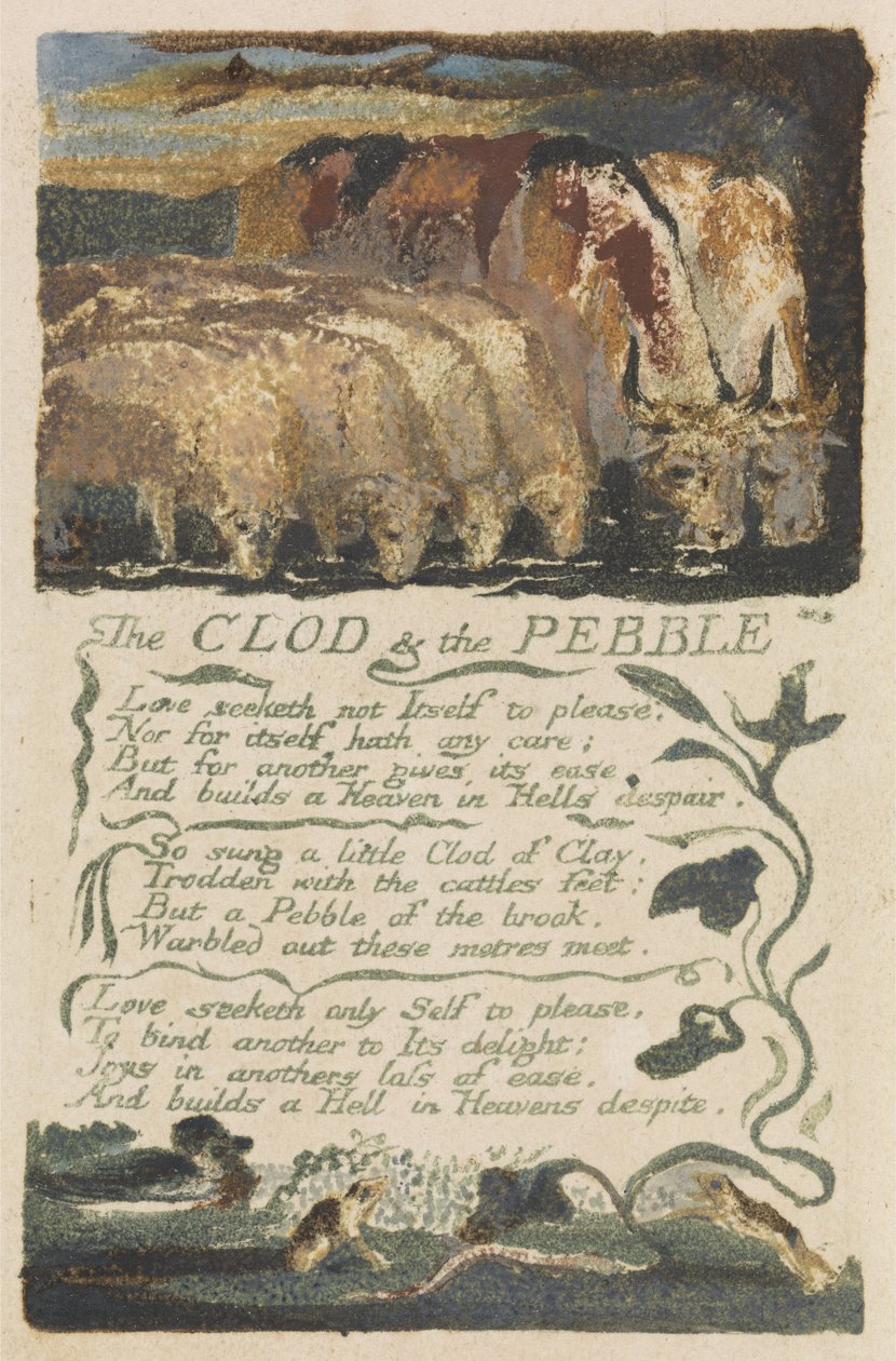 &39;The Clod & the Pebble&39;, ilustração 36 de &39;Songs of Experience&39;, 1794 (gravura em relevo com aquarela) de William Blake