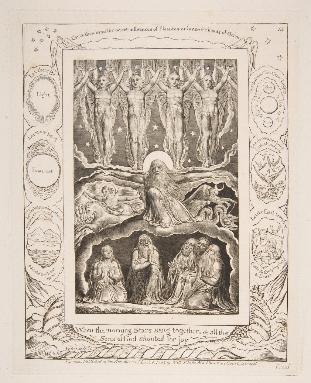 A Criação, das Ilustrações do Livro de Jó, 1825-26. de William Blake