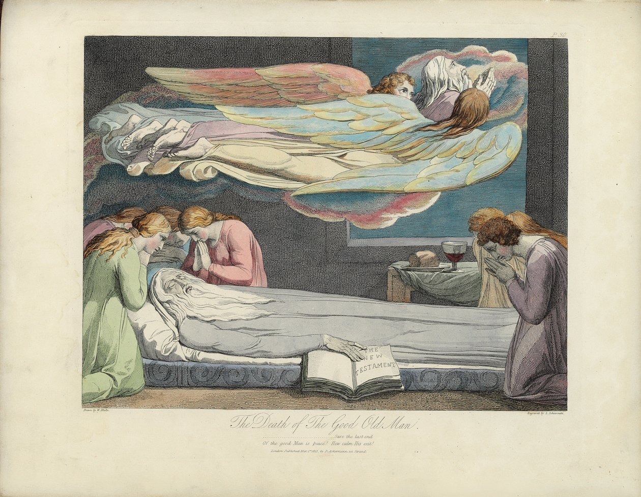 A morte do bom velho, ilustração de "The Grave", de Robert Blair, gravada por Louis Schiavonetti de William Blake