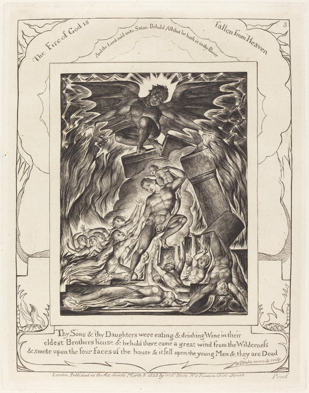 A destruição dos filhos de Jó de William Blake