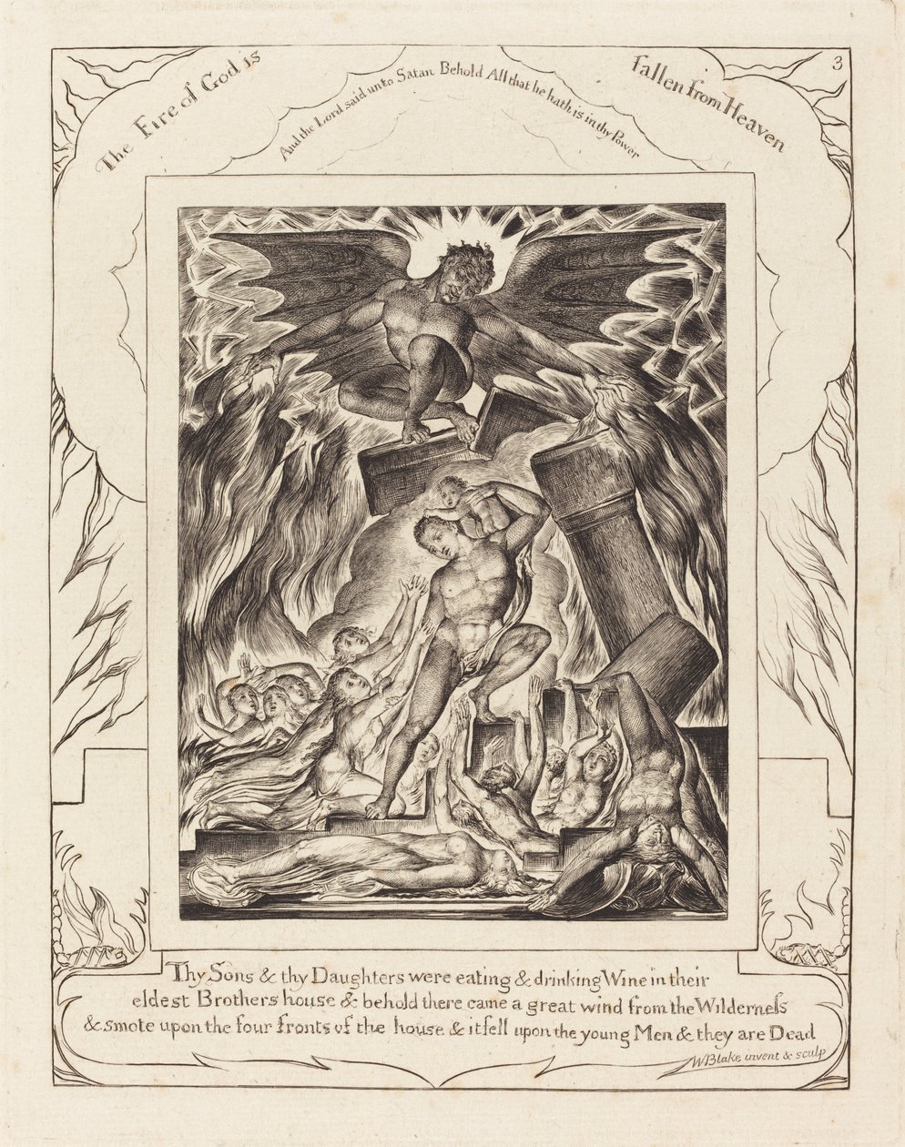 A destruição dos filhos de Jó de William Blake