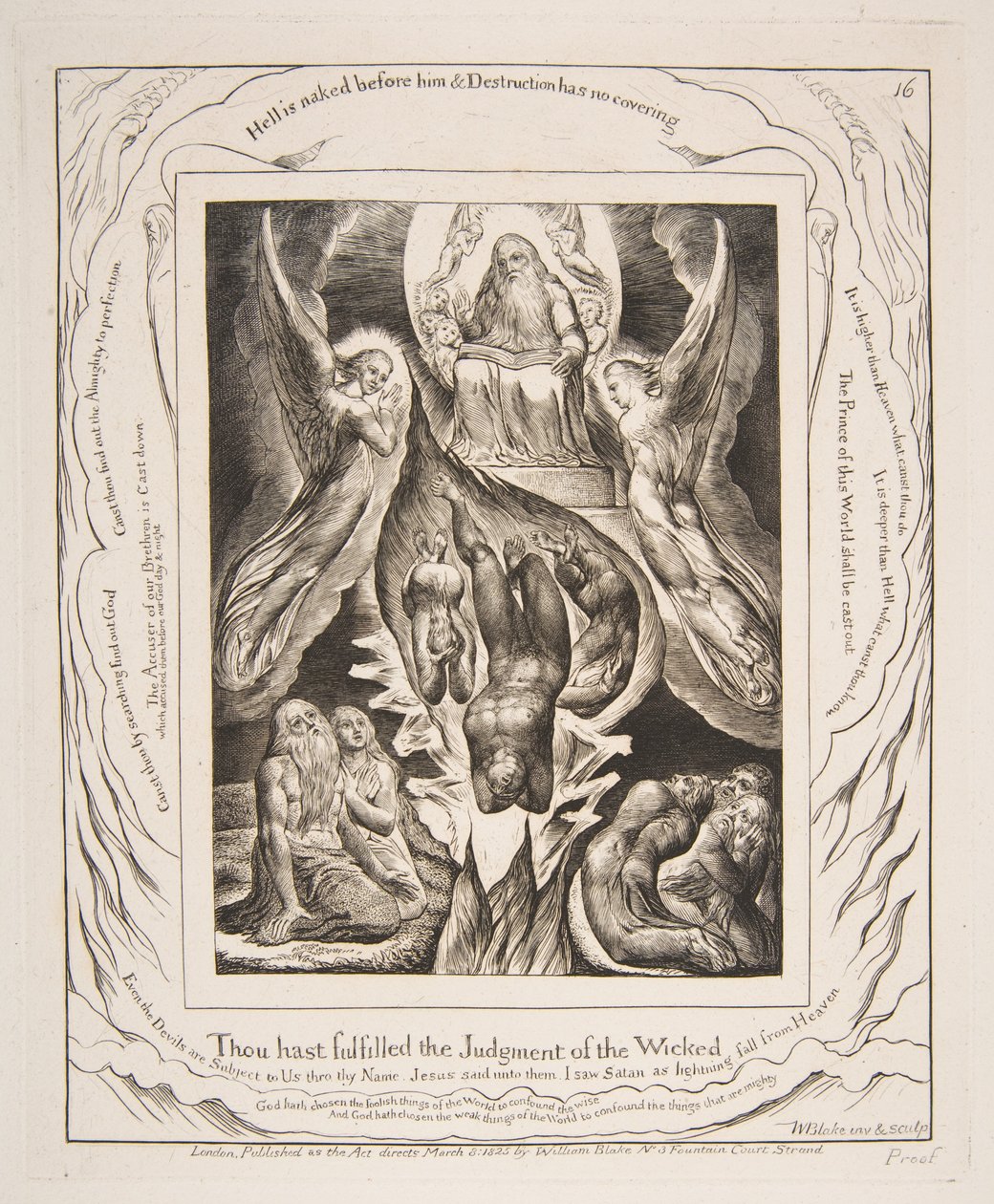 A Queda de Satanás, das Ilustrações do Livro de Jó, 1825-26. de William Blake