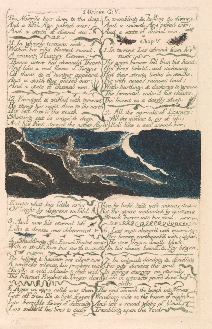 O Primeiro Livro do Urizen, Placa 11, "Duas narinas dobradas até ao fundo . . . ." (Bentley 13) de William Blake