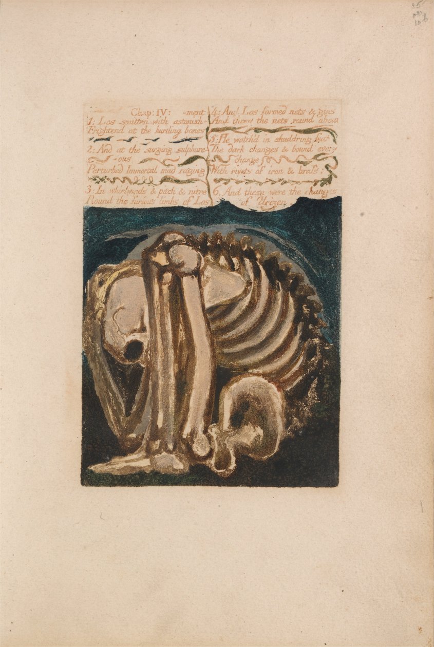 O primeiro livro de Urizen, ilustração 12, Los Smitten com espanto .... (Bentley 8) de William Blake