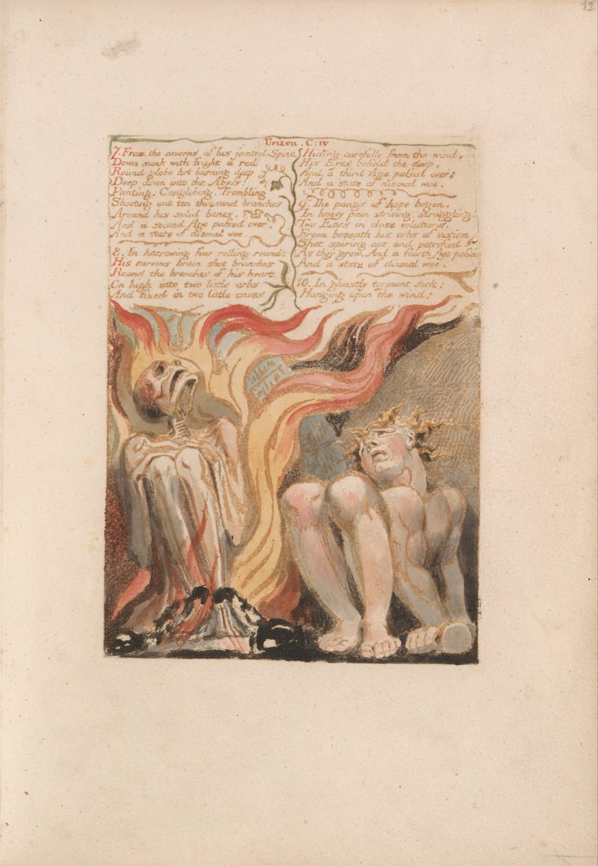 O Primeiro Livro de Urizen, Pratos 14, 7. Das Cavernas de Sua Espinha Articulada .... (Bentley 11) de William Blake